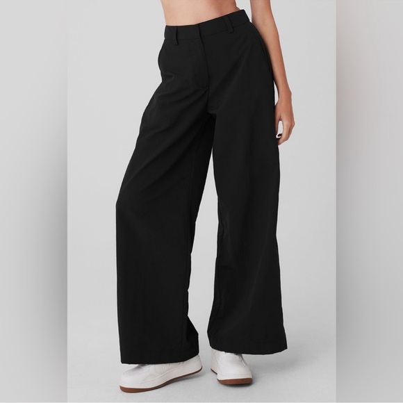 ALO Yoga Pants - Alo Yoga High Waist Street Smart Trouser Pants Womens Medium Wide Leg Black
